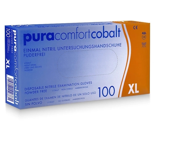 Picture of Nitrila cimdi bez pūdera, "Pura comfort cobalt", 24cm, zili, (XL), (100gab), (10iep/kaste)