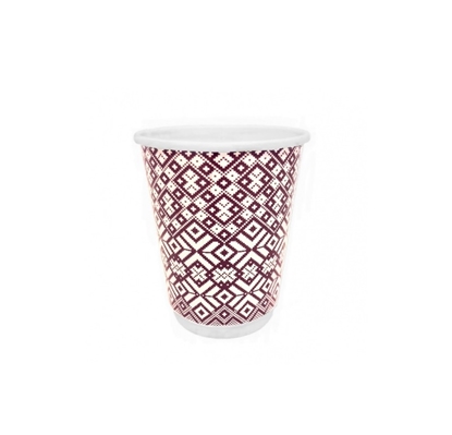 Picture of Papīra glāzes 2-sl. 360ml (12oz), "Tautas raksti 2", (25gab), (netto svars 0,41 kg)