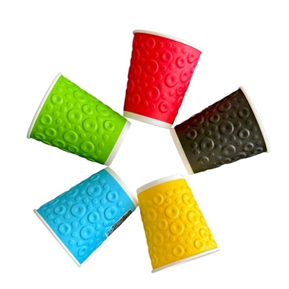 Picture of Papīra glāzes 2-sl.,350ml, 12oz, 3D colour mix, d. 90mm, 25gab/iep., 24iep/kastē