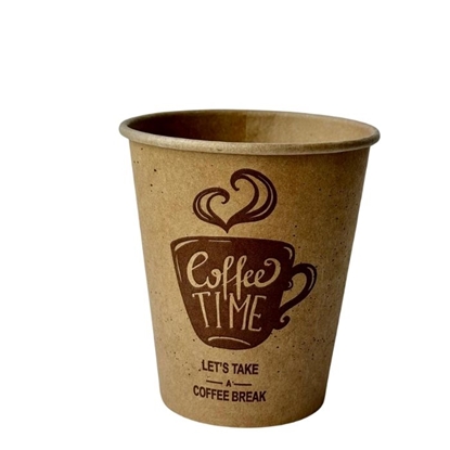 Picture of Papīra glāzes, 1-sl., 360ml, 12oz. COFFEE TIME, kraft, d.90mm, 50gab/iep., 20 iep/kastē