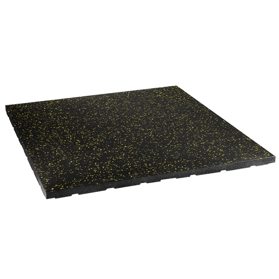 Изображение POS35 gumijas grīda fitnesa aprīkojumam ar melniem/dzelteniem HMS profiliem (1 gab.) 1000x1000x35mm