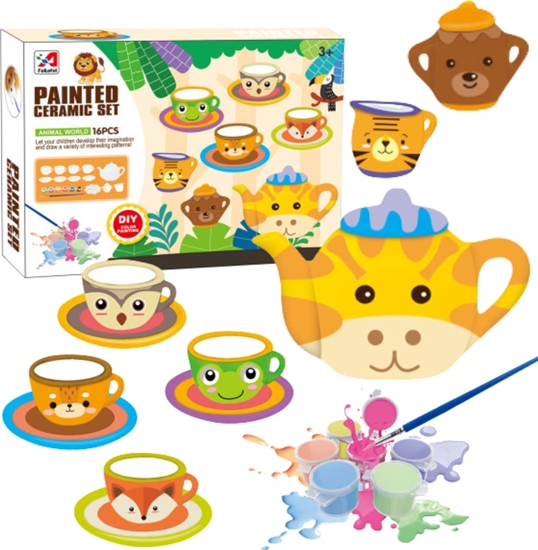 Изображение ProNice ZESTAW DO HERBATY FILIANKI DO MALOWANIA MINKI FIGURKI GIPSOWE GIPS FARBKI