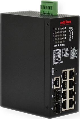 Изображение Roline Gigabit Switch 10-Port, (8x RJ45+2x SFP) Layer2 PoE+ Smart Managed
