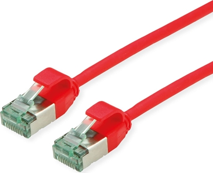 Picture of Roline Recycled Material ROLINE RM U/FTP DataCenter Patch Cord Cat.6A (Class EA), slim, red, 0.15 m