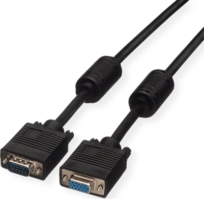 Изображение Roline SVGA Cable + Ferrite, HD15, M/F, 10 m