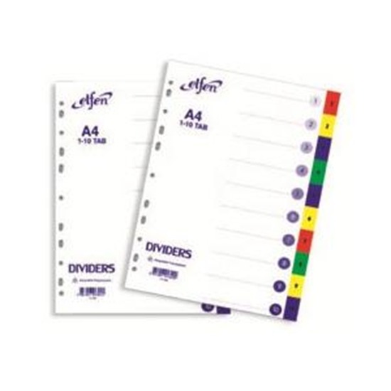 Picture of Sadalītājs A4/1-10 krāsains, ar numerāciju Elfen
