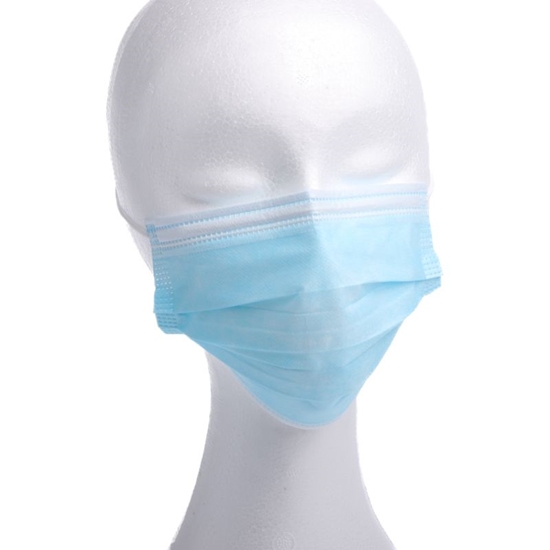 Picture of Sejas aizsargmaska medicīniska, 3-slāņu, zila, 50.gab.,(40 iep/kastē)