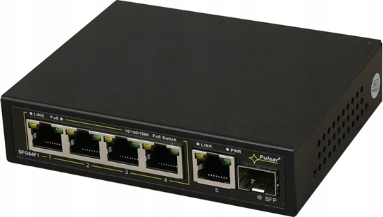 Picture of SFG64F1WP PULSAR Switch PoE 6-portowy Gigabit Ethernet 4xPoE+ 1xRJ45 1xSFP 60W bez zasilacza