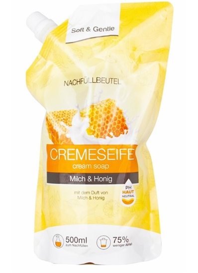 Picture of SOFT & GENTLE krēmziepes PIENS/MEDUS rezerve 500ml ( Izcelsmes valsts Vācija )