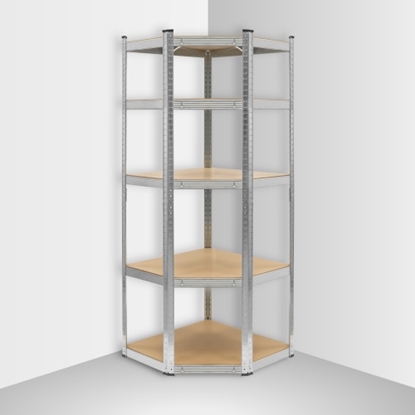 Attēls no Stabils stūra Metāla plaukts Rebel 180x40x70cm | sudraba | cinkotsCorner metal rack 180x70x70x40 cm
