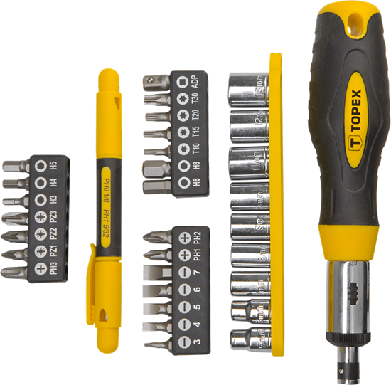 Изображение Topex Kocówki wkrtakowe z uchwytem 34szt. - 39D522