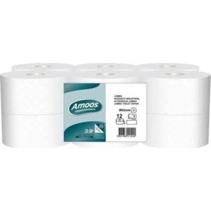 Picture of Tualetes papīrs Amoos, 1-slāņu, 200m, 558 loksnes, 23g/m2, d20x8,6cm, s-62mm Jumbo Mini (1