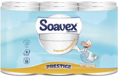 Picture of Tualetes papīrs SOAVEX Maxi Prestige, celuloze, 3-slāņu,12ruļļi, 20m, 170 lock., ø13cm