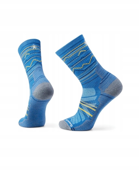 Изображение U'S Hike Light Cushion Mountain Range Pattern Crew Socks, J96 | laguna blue, XL