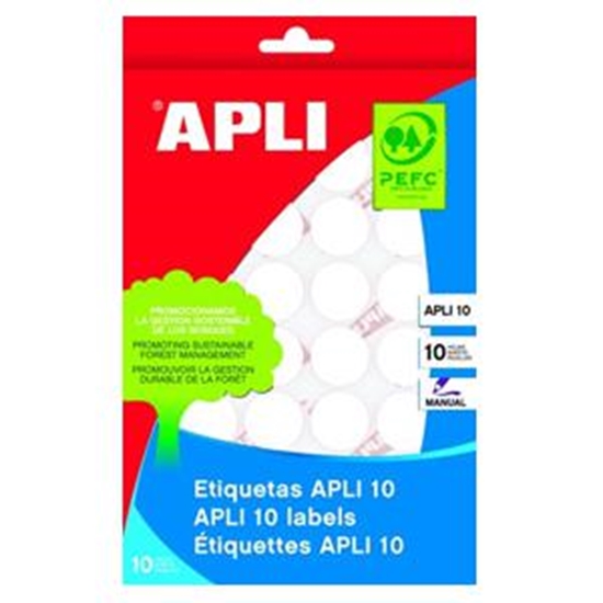 Picture of Uzlīmes apaļas 10mm baltas/10 loksnes/1260 uzlīmes