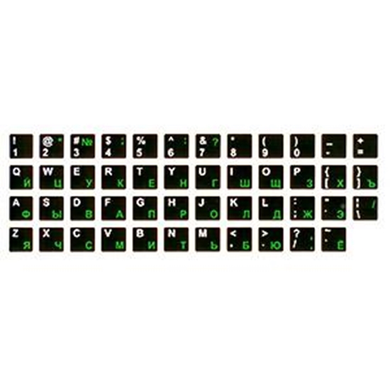 Picture of Uzlīmes tastatūrai ENG/RU balts/zaļš uz melna fona