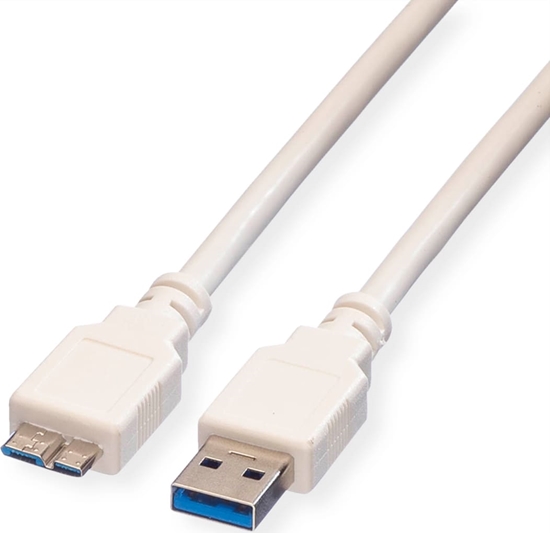 Picture of Value USB 3.2 Gen 1 Cable, A - Micro B, M/M, white, 3 m