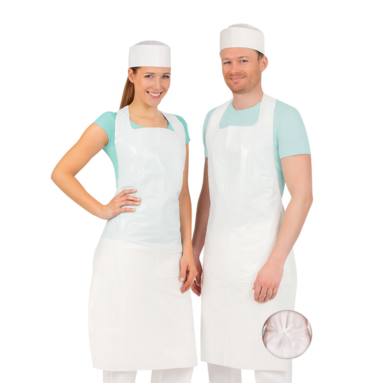 Picture of Vienreizlietojamais priekšauts HYGOSTAR, 110x70cm, LDPE, 25my, balts, 100gab., (10iep/kast