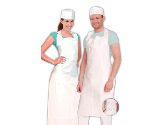 Picture of Vienreizlietojamais priekšauts HYGOSTAR, 125x70cm, LDPE, 25my, balts, 100gab., (10iep/kast