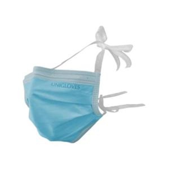Picture of Vienreizlietojamas sejas maskas, aizsienamas, UNIGLOVES, zilas, 50gb.