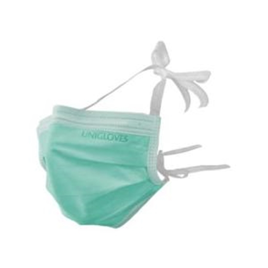 Picture of Vienreizlietojamas sejas maskas, aizsienamas, UNIGLOVES,zaļas, 50gb.