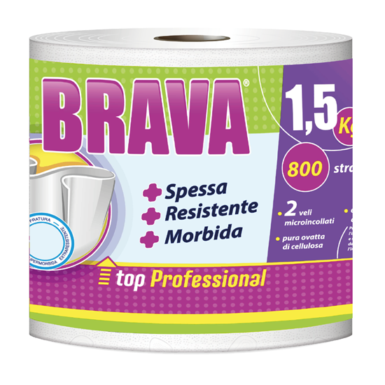 Picture of Virtuves dvielis rullis, BRAVA, celuloze, 2-kārt., 168 m,  800 lock., d.24.5x22.8cm, 21g/m