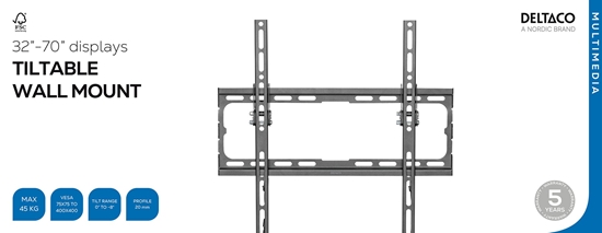 Picture of Wall mount DELTACO, tilt, 32-70", 45 kg, black / ARM-521-B / 1903403
