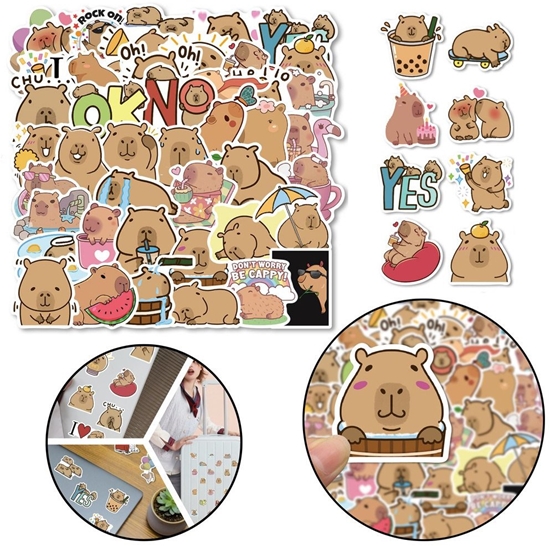 Picture of Zestaw Naklejki Kapibara Papierowe Róne Wzory 50szt. LEAN