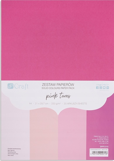 Picture of Zestaw papierów A4 20 arkuszy Pink tones 220g