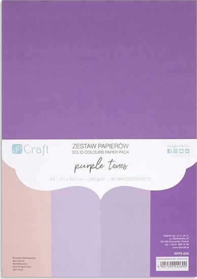 Изображение Zestaw papierów A4 20 arkuszy Purple tones 220g