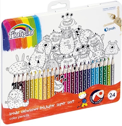 Attēls no Zīmuļi krāsainie 24 krāsas trīsstūra metāla kastē