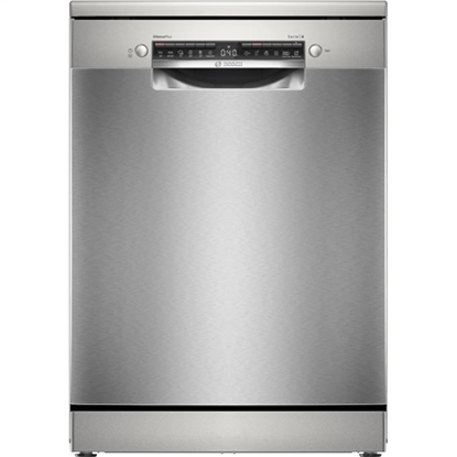 Picture of Bosch Dishwasher | SMS4EMI06E | Free standing | Width 60 cm | Number of place settings 14 | Number of programs 6 | Energy efficiency class B | Display | AquaStop function | Silver inox