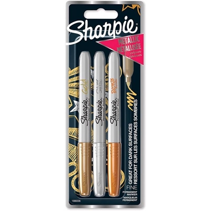 Attēls no 1x3 Sharpie Metallic Marker F Gold/Silver/Bronze