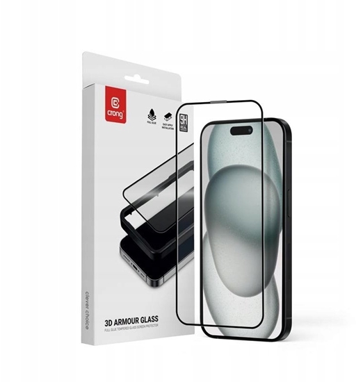 Picture of 3D Armour Glass - Szkło hartowane 9H Full Glue do iPhone 16 / iPhone 15 + ramka instalacyjna