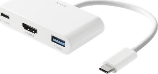 Picture of Adapter USB Deltaco Jungi stotel USB-C to HDMI and USB-A, USB-C portas energijos perdavimui 3.0, 3840x2160 30 Hz, balta / USBC-HDMI23