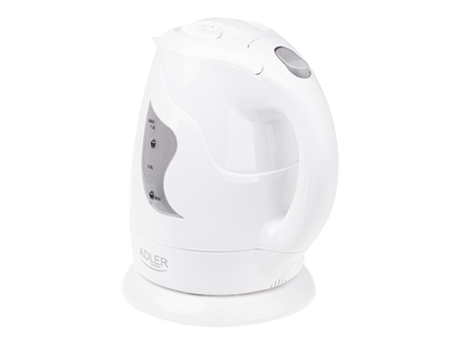 Attēls no Adler | Kettle | AD 08 | Standard | 850 W | 1 L | Plastic | 360° rotational base | White