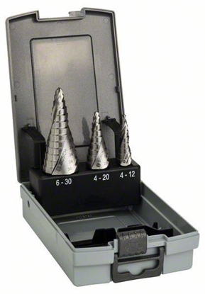 Attēls no Bosch HSS Step Drill Bit Set 3 pcs. 4-12,4-20,6-30mm