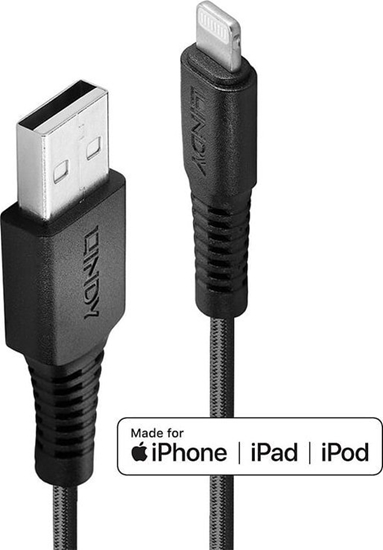 Изображение CABLE USB-A TO LIGHTNING 3M/REINFORCED 31293 LINDY