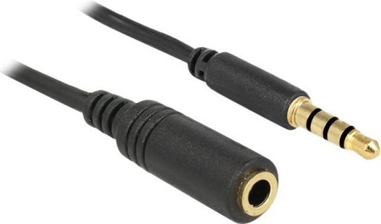 Picture of Delock Stereo Jack Extension Cable 3.5 mm 4 pin male to female 1 m black