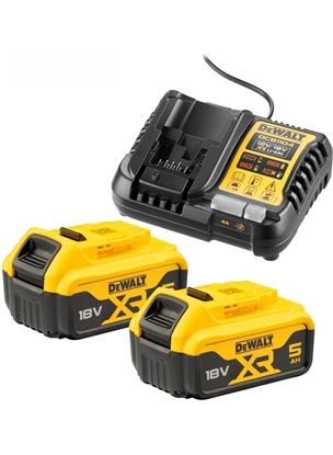 Attēls no Dewalt Zasilacz DCB1104P2: adowarka DCB1104 + 2x akumulator XR Li-Ion 18V 5Ah DCB184