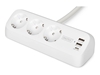 Picture of Digitus 3-way office socket strip with 2x USB-A and 1x USB-C connections, white