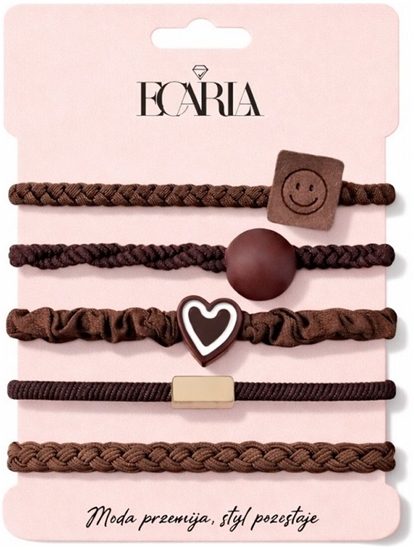 Picture of ECARLA Zestaw frotek gumek 5w1 na plakietce Brzowe serce Smile GUM185BR