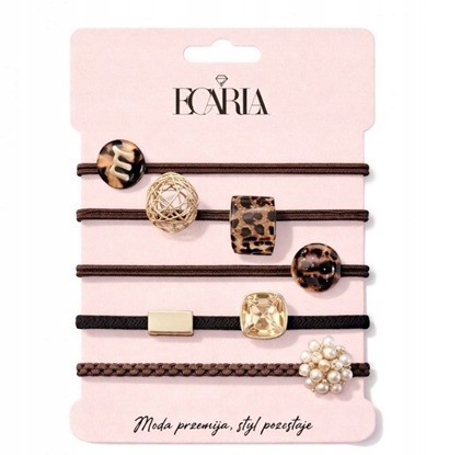 Picture of ECARLA Zestaw frotek gumek 5w1 na plakietce Brzowe z kamieniami zote GUM186