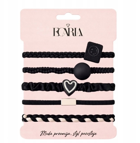 Picture of ECARLA Zestaw frotek gumek 5w1 na plakietce Czarne serce Smile GUM185CZ