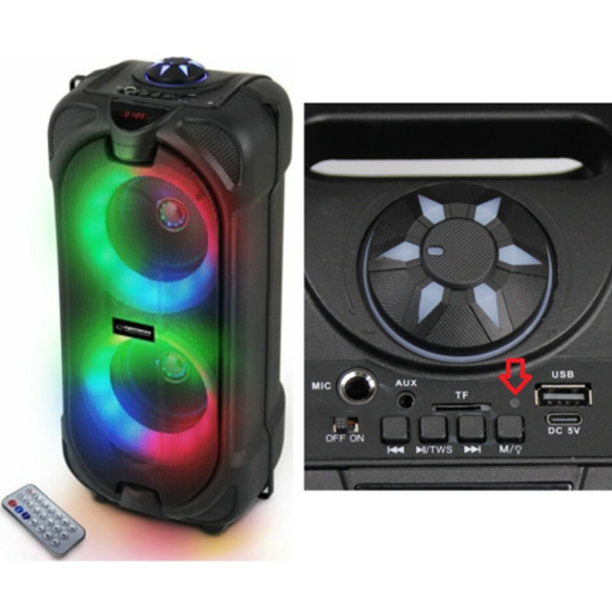Picture of Esperanza EP157 USB/MICROSD/MP3/Bluetooth + FM WIRELESS SPEAKER 10W (The charging indicator diode is not lit)