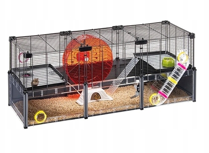 Attēls no Ferplast FERPLAST Stor Hamsterbur - Musebur & Hamsterhus - Metalnet - z akcesoriami - moduowy - Multipla Hamster, 107,5 x 37,5 x h 42 CM