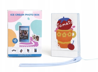 Picture of Futera Pudeko + Ramka Na Zdjcia Do Fuji Instax Mini Xiaomi Hp Kodak Zink / Ramka Przezroczysta / Niebieska Z Brokatem / Kubek