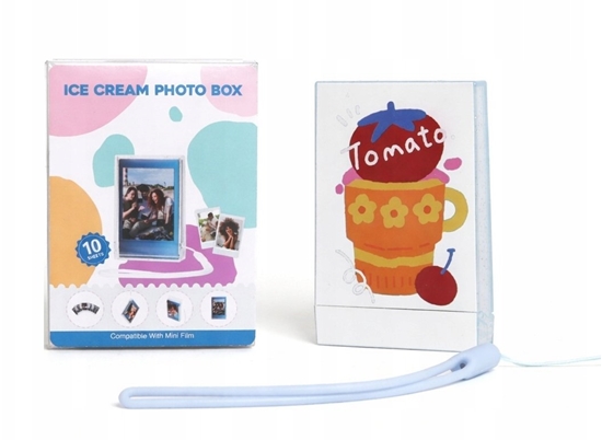 Picture of Futera Pudeko + Ramka Na Zdjcia Do Fuji Instax Mini Xiaomi Hp Kodak Zink / Ramka Przezroczysta / Niebieska Z Brokatem / Kubek