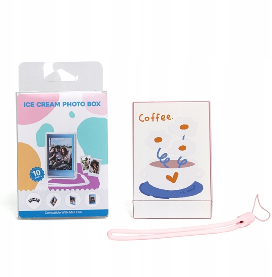 Picture of Futera Pudeko + Ramka Na Zdjcia Do Fuji Instax Mini Xiaomi Hp Kodak Zink / Róowa Z Brokatem / Kawa