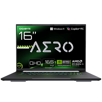 Изображение Gigabyte AERO X16 1WH-93EEC64DH | 16 " | AMD Ryzen Al 7 | 350 | 32 GB | DDR5 | Solid-state drive capacity 1000 GB | NVIDIA GeForce RTX 5070 | GDDR7 | 8 GB | Windows 11 Home | 802.11ax | Bluetooth version 5.2 | Keyboard language US international | Keyboard